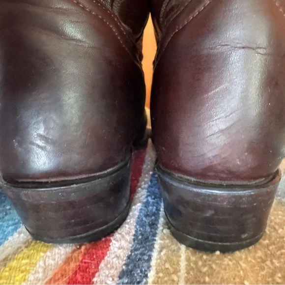 Vintage Tony Lama Western Boots oxblood dark burgundy leather cowboy boots 10D m - Picture 10 of 11